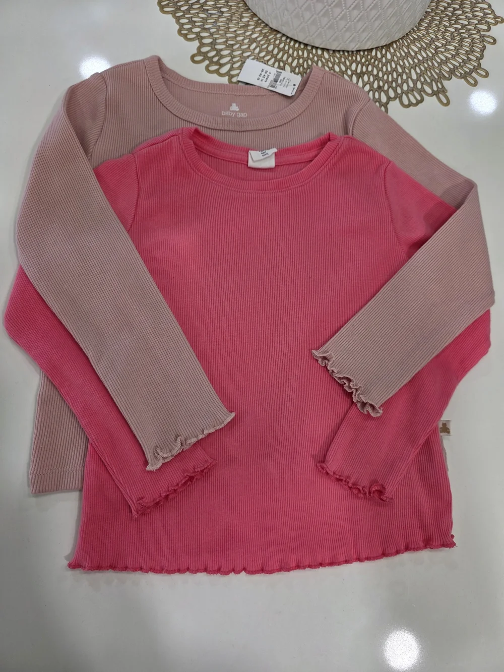 GAP Girls' Ribbed Long-Sleeve Tops - Pink & Dusty Rose